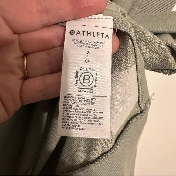 Athleta Retroterry V-Neck Sweatshirt Top Sage Green size Small - Picture 6 of 7